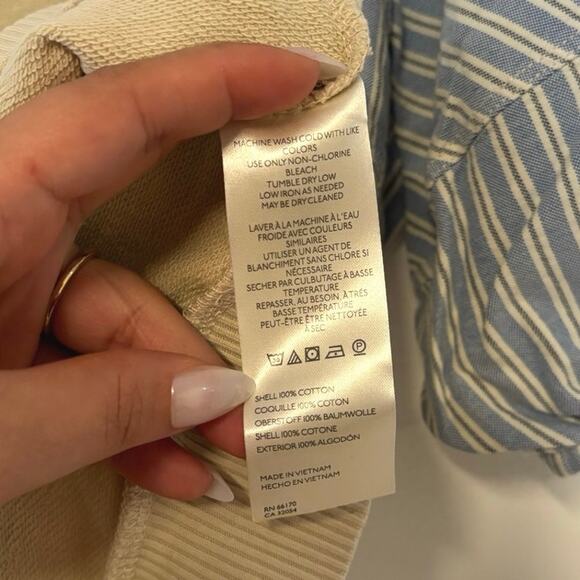 NWT Pilcro Woven Puff-Sleeve Top In Blue/Tan Size XS - Picture 6 of 8